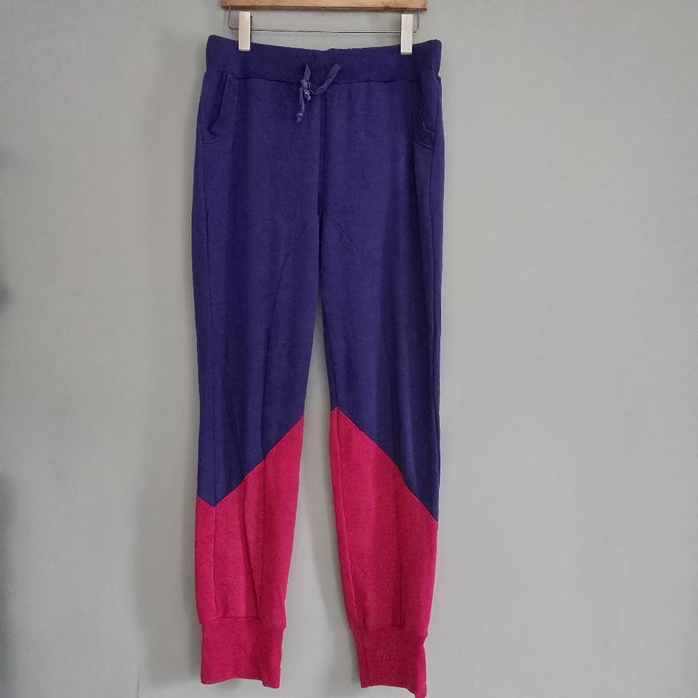 Aviator Nation Hot Pink Deep Purple Joggers, Two Tone, XL